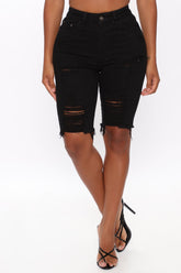 Haley Denim Bermuda Shorts - Black Ins Street